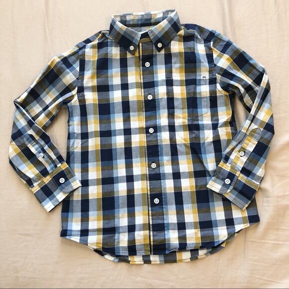 NWT J. Crew Factory Boys Blue and Yellow Plaid Button Down Size 4-5 XS - Picture 1 of 5